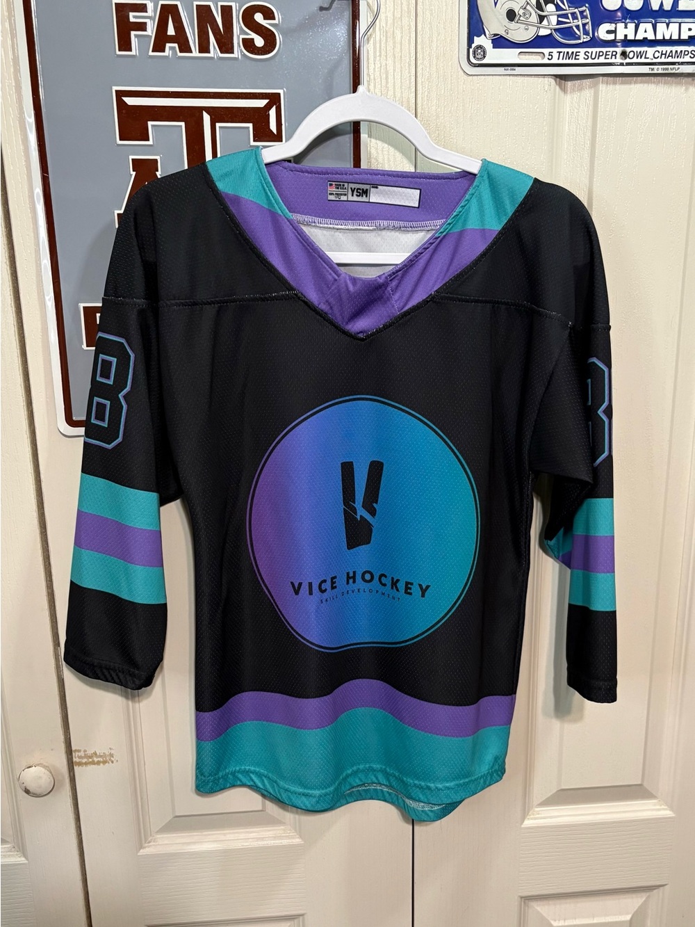 Vice Hockey Black Teal Purple Gradient Logo Jersey